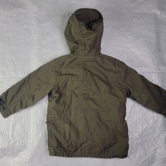 Baby Gap Jacket Toddler 5t Military Style Green Cotton Hood Zipper & Buttons - Picture 9 of 9